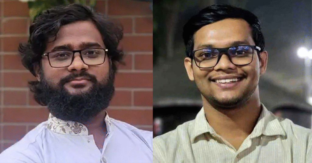 জাতীয় ছাত্রশক্তির নবগঠিত কেন্দ্রীয় কমিটির সভাপতি জাহিদ আহসান ও সাধারণ সম্পাদক আবু বাকের মজুমদার