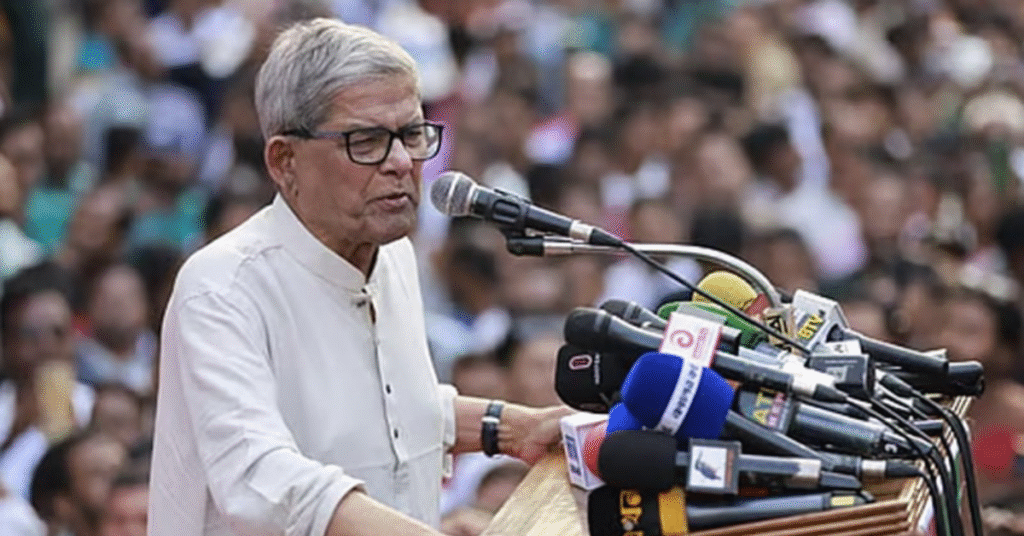 ‘জাতীয় বিপ্লব ও সংহতি দিবস’ উপলক্ষে বক্তব্য দিচ্ছেন মির্জা ফখরুল ইসলাম আলমগীর