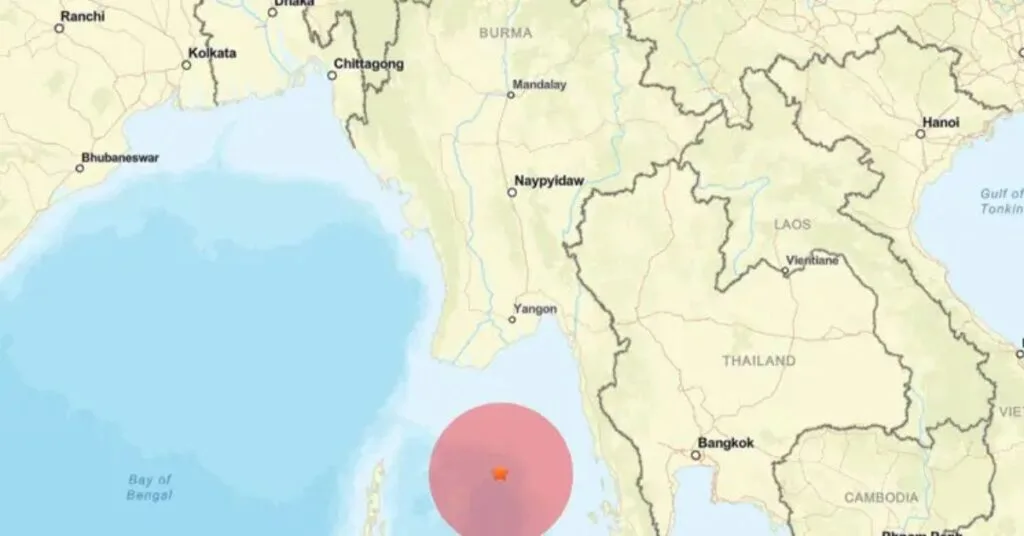 মিয়ানমারের উপকূলের কাছে আন্দামান সাগরে ৫.৩ মাত্রার ভূমিকম্প